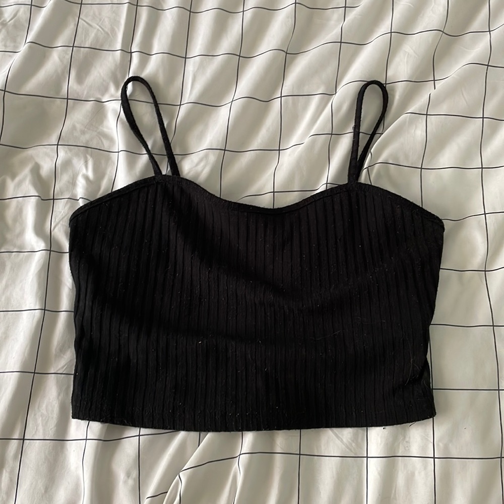 Shein, Black cropped tank, ribbed, Medium